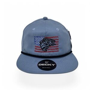 Fisherman Hat - American Flag and Fish Embroidered 5 Panel Rope Snapback Cap